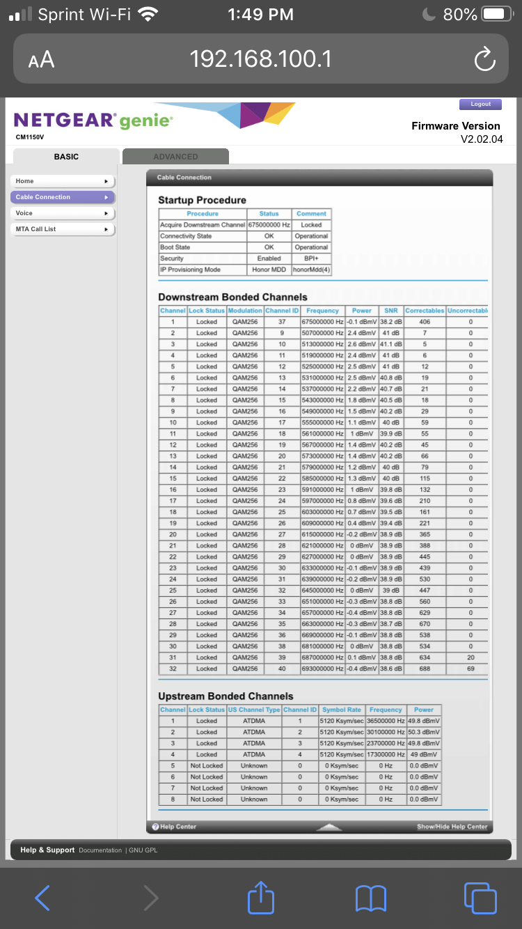 Downstream power level good, Upstream bad NETGEAR Communities